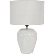 Speckle Terracotta Table Lamp With Shade - Glazed White Finish