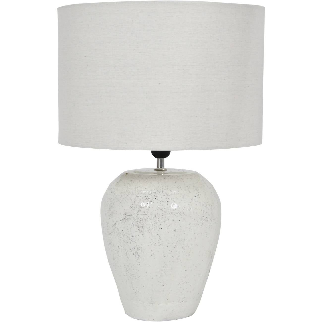 Speckle Terracotta Table Lamp With Shade - Glazed White Finish