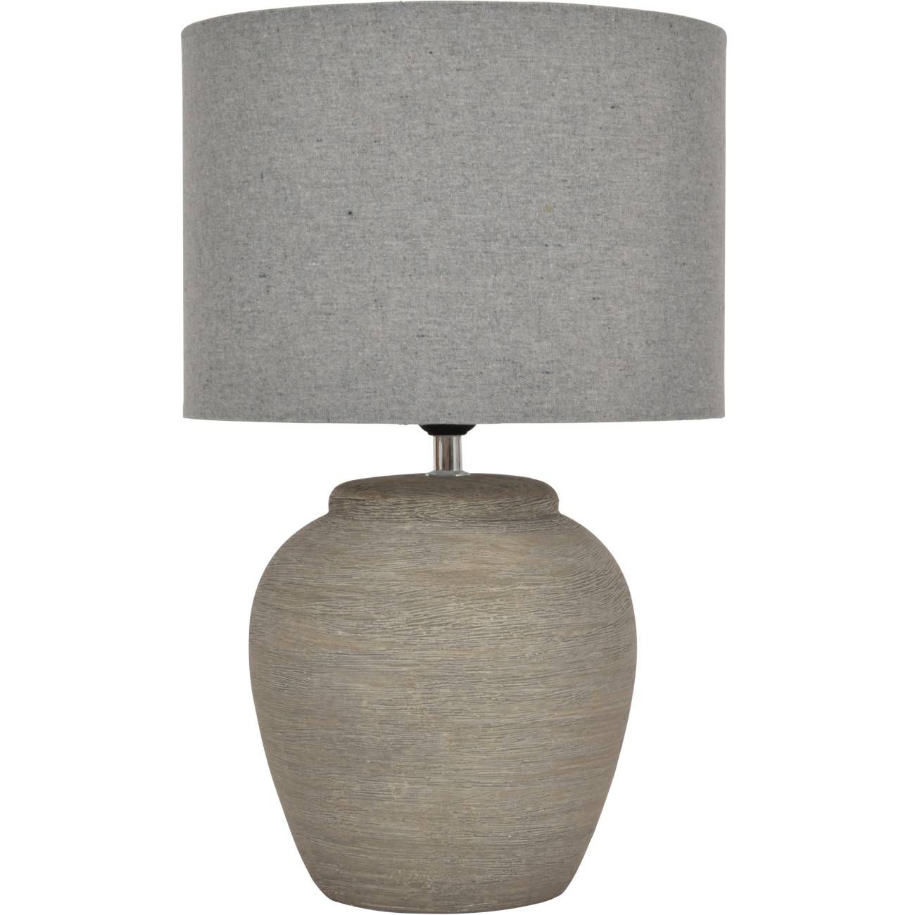 Baslow Etched Grey Large Ceramic Table Lamp with Shade