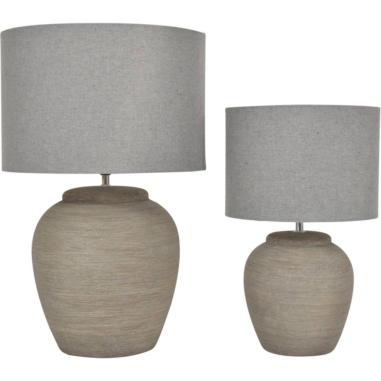 Baslow Etched Grey Small/Large Ceramic Table Lamp with Shade
