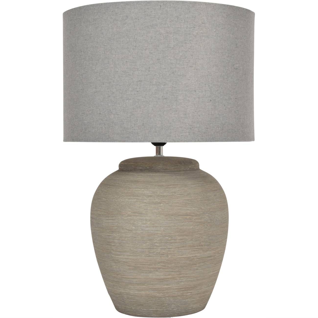 Baslow Etched Grey Small Ceramic Table Lamp with Shade