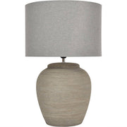 Baslow Etched Grey Small Ceramic Table Lamp with Shade