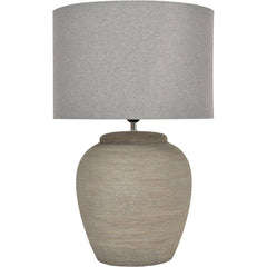 Baslow Etched Grey Small Ceramic Table Lamp with Shade