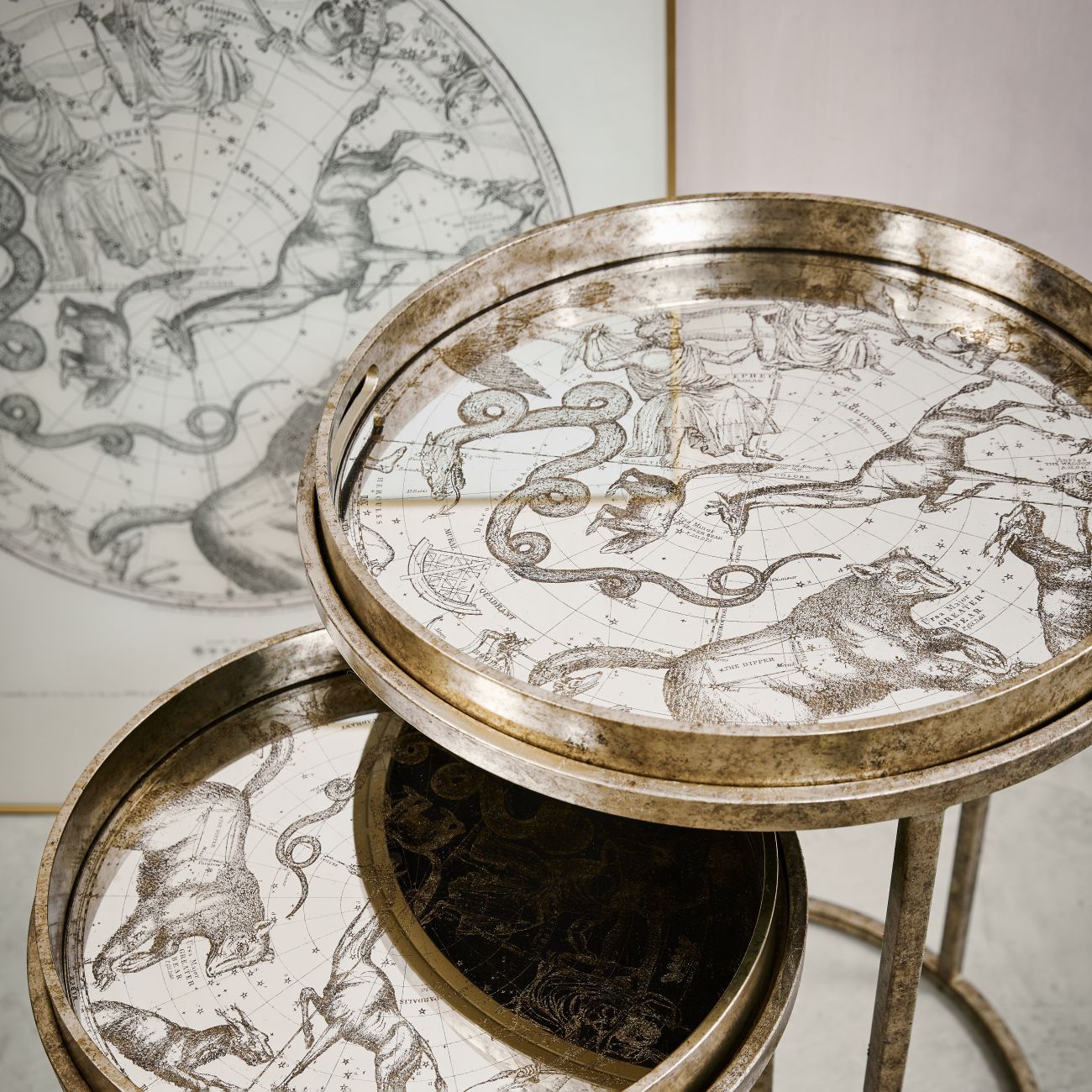 Constellation Map Set of 2 Side Tables