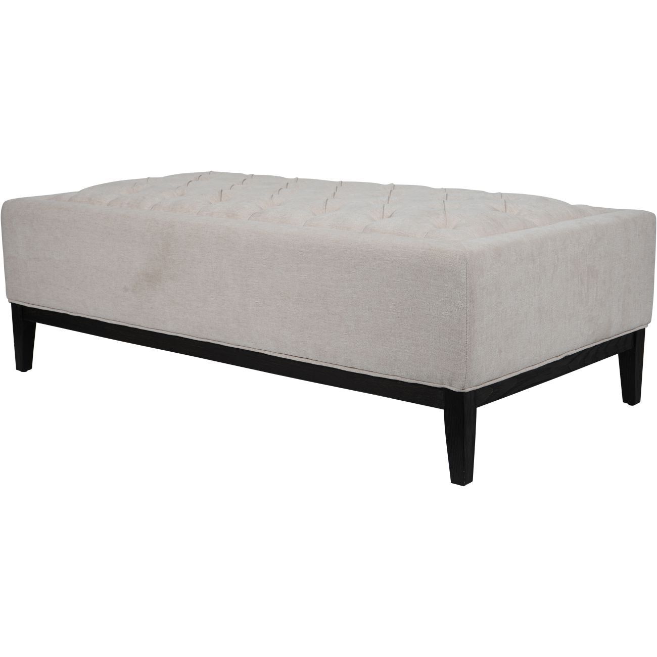 Theodore Buttoned XL Ottoman - Ivory Fabric 140x76cm