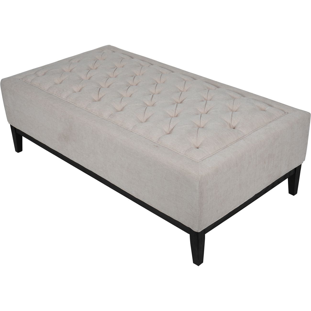 Theodore Buttoned XL Ottoman - Ivory Fabric 140x76cm