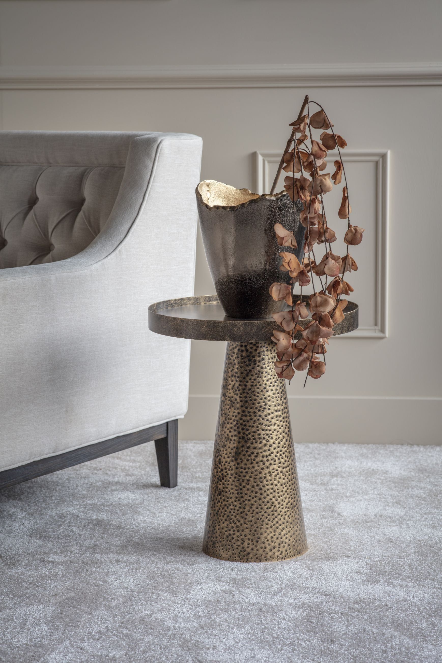 Sandbanks Iron Side Table in Rustic Antique Gold