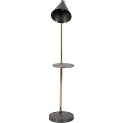 Amelie Brushed Floor Lamp in Satin Grey & Brass with Table