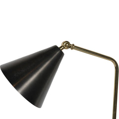 Amelie Brushed Floor Lamp in Satin Grey & Brass with Table