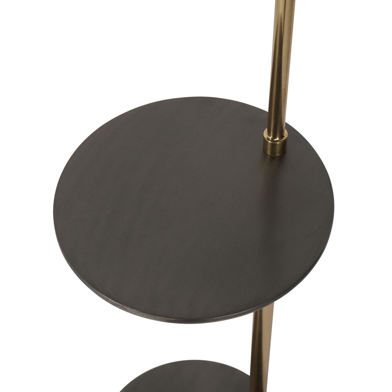 Amelie Brushed Floor Lamp in Satin Grey & Brass with Table