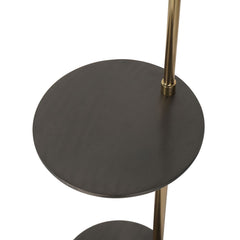 Amelie Brushed Floor Lamp in Satin Grey & Brass with Table