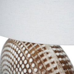 Chariot Round Ceramic Lamp Base with Ivory Oval Drum Shade