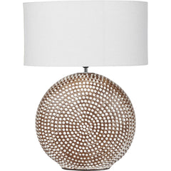 Chariot Round Ceramic Lamp Base with Ivory Oval Drum Shade