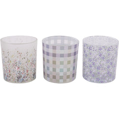 Laura Ashley Set Of 3 Pointon Fields Mixed Glass Votives