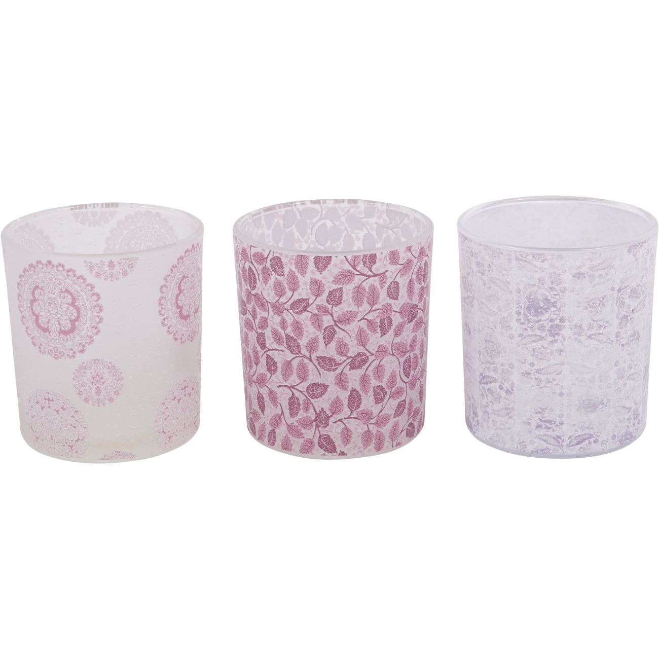 Laura Ashley Set Of 3 Frosted Garner Leaf Mixed Glass Votives