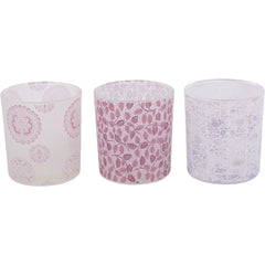 Laura Ashley Set Of 3 Frosted Garner Leaf Mixed Glass Votives