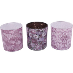 Laura Ashley Set Of 3 Honington Peony Mixed Glass Votives