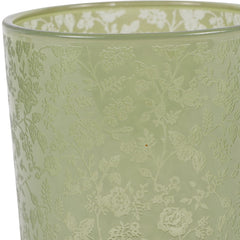 Laura Ashley Green Glass Hurricane