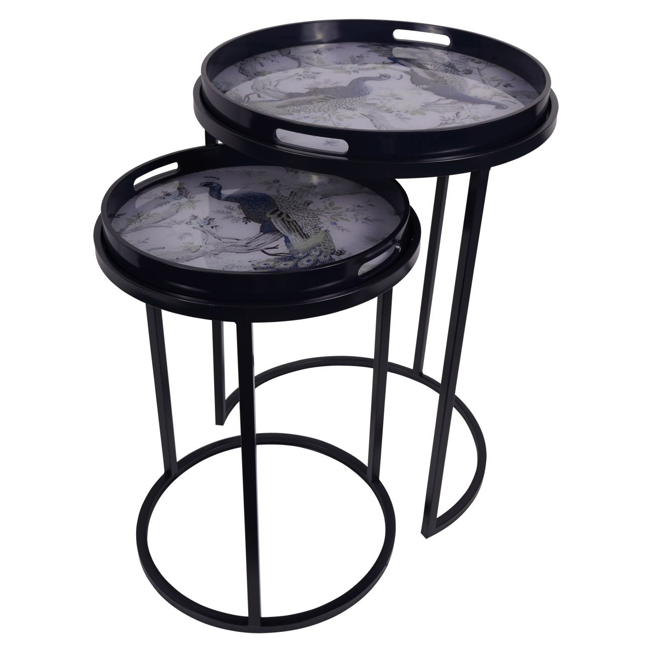 Belvedere Peacock Set Of 2 Side Tray Tables