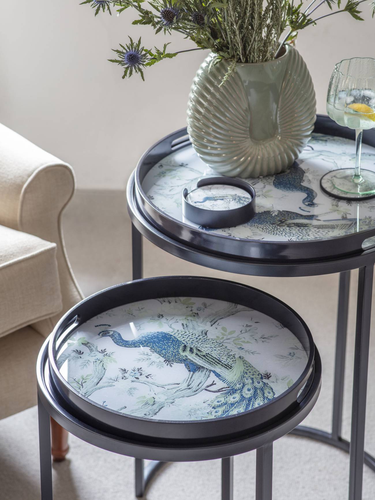 Belvedere Peacock Set Of 4 Coasters