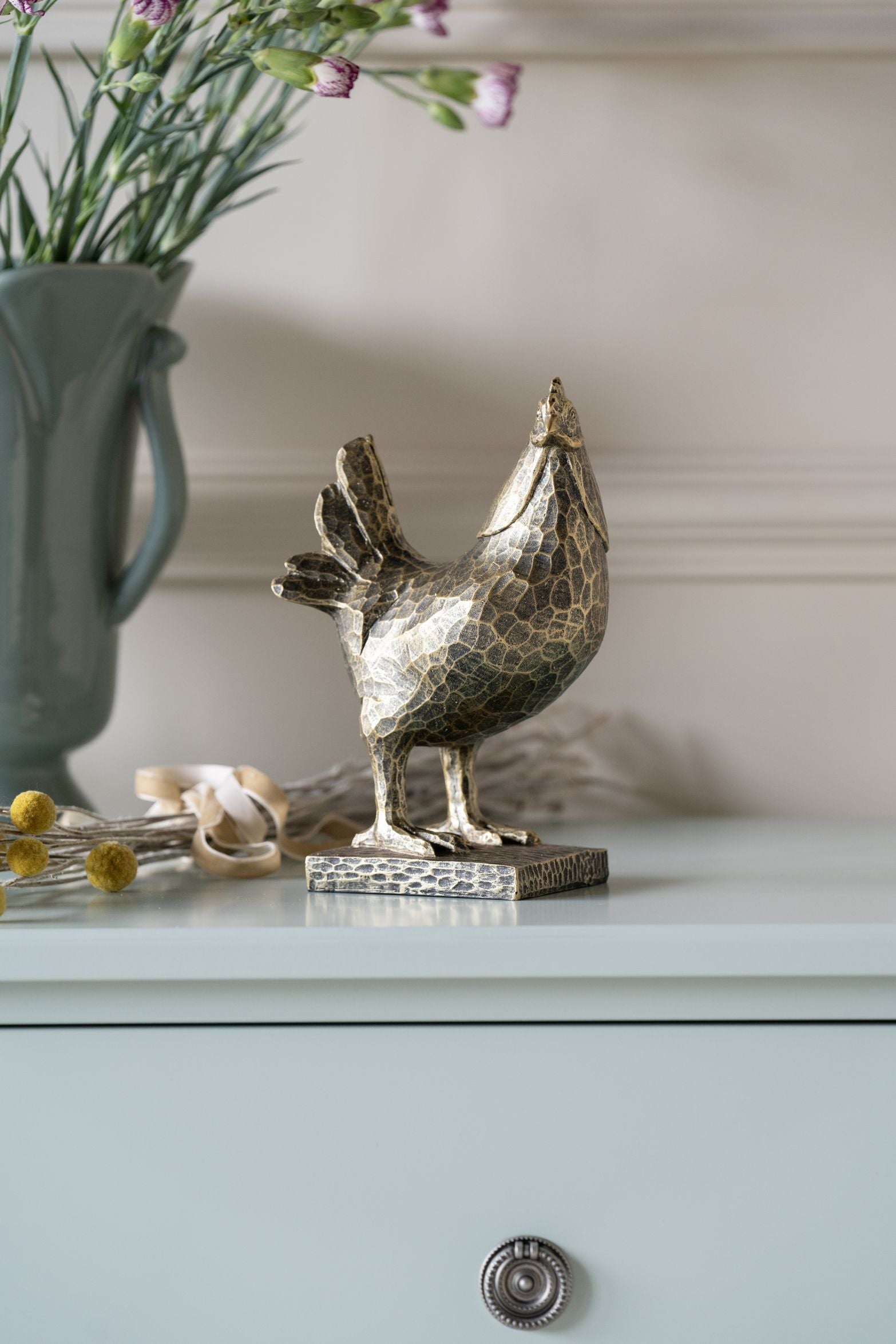 Antique Gold Hen Sculpture