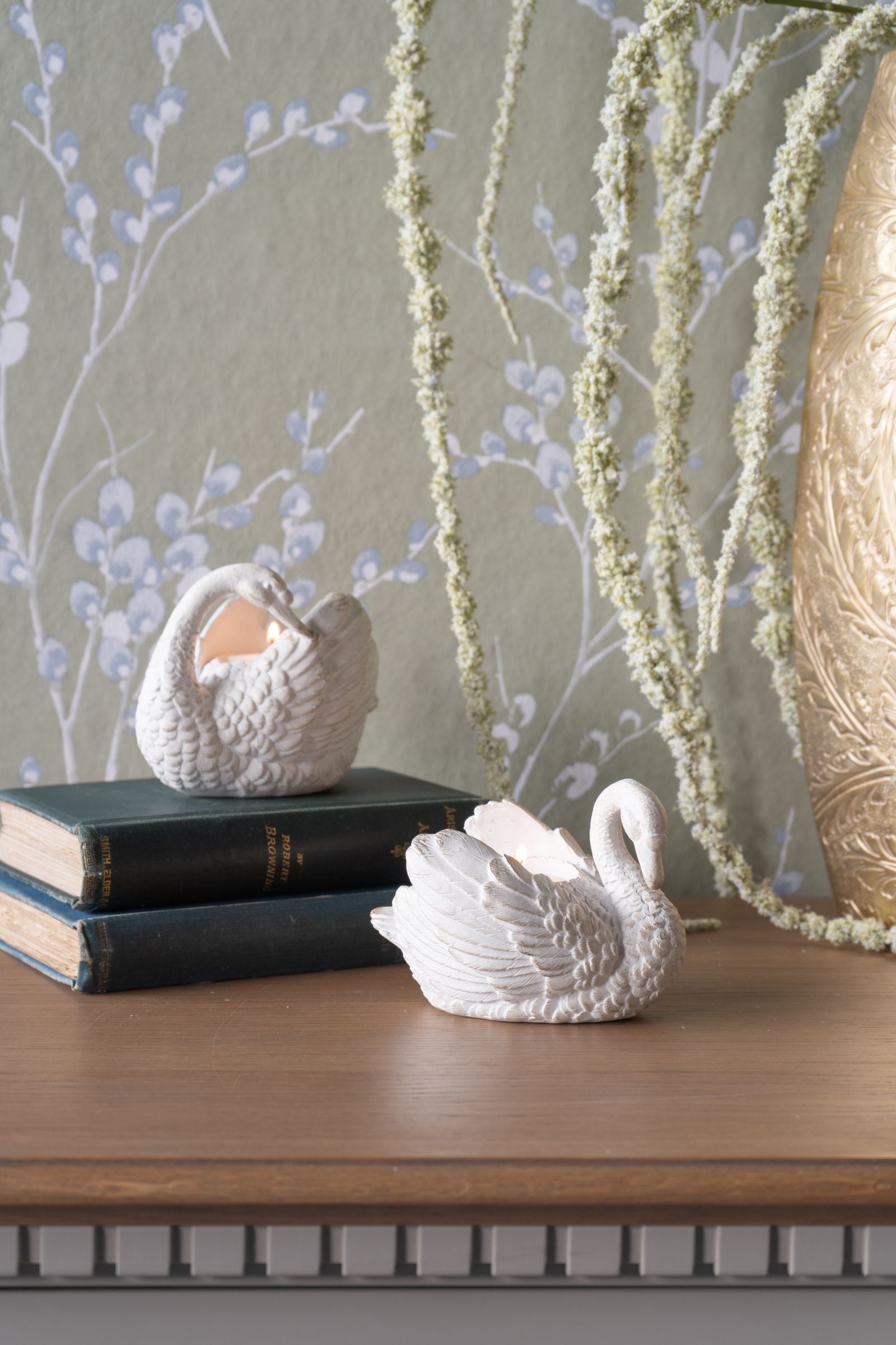 Laura Ashley Distressed Swan Votiveholder Set of 2