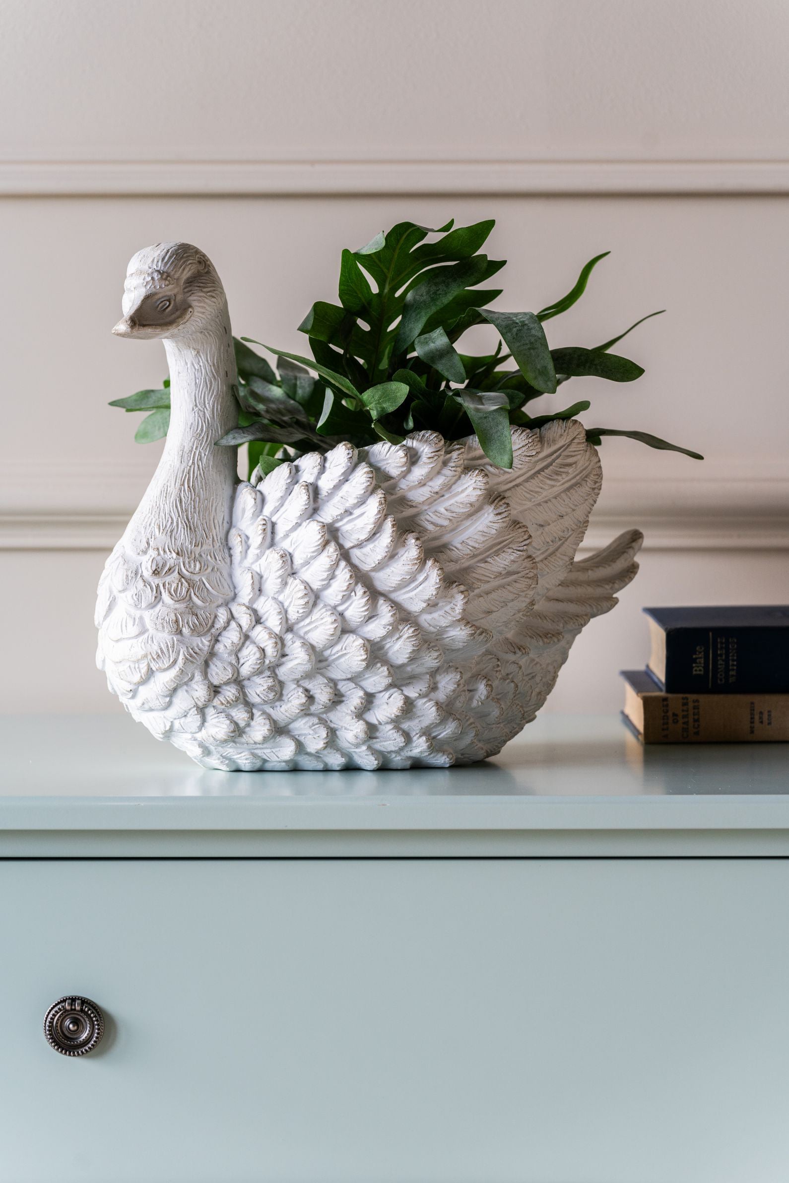 Laura Ashley Large Distressed Swan Planter