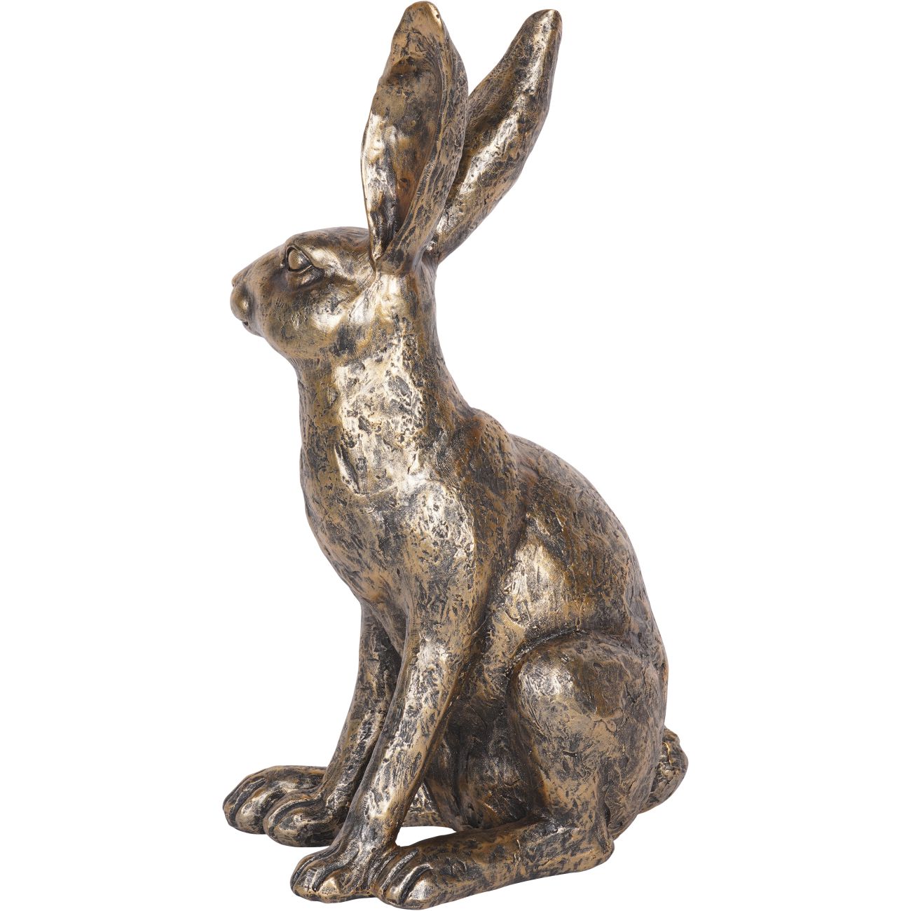 Antiqued Sitting Hare Sculpture - Large/Small