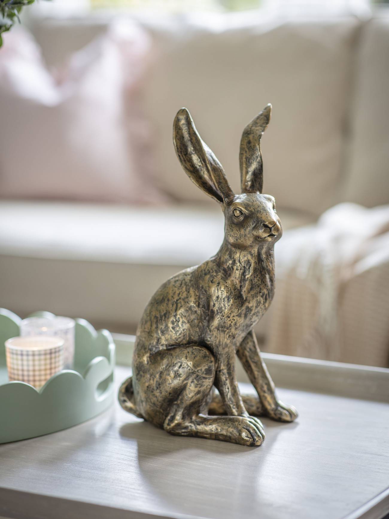 Laura Ashley Antiqued Sitting Hare Sculpture - Large/Small