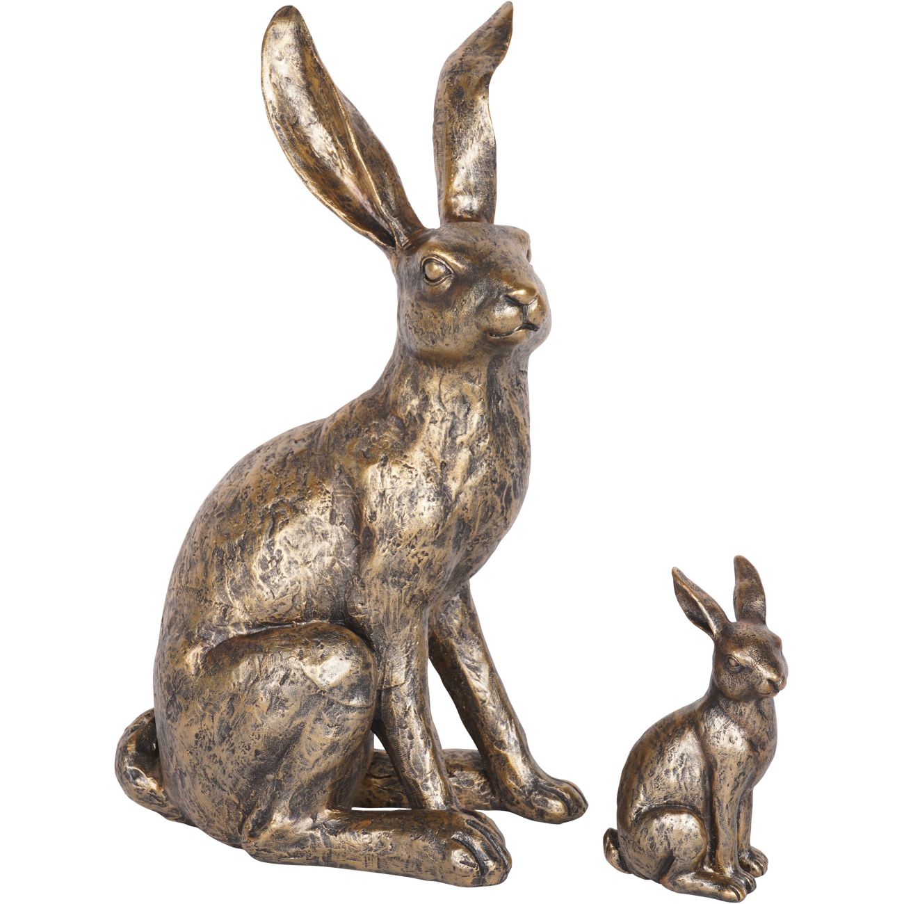 Antiqued Sitting Hare Sculpture - Large/Small
