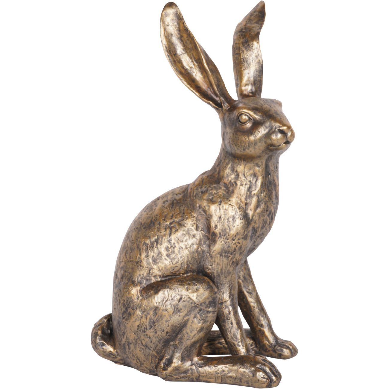 Antiqued Sitting Hare Sculpture - Large/Small