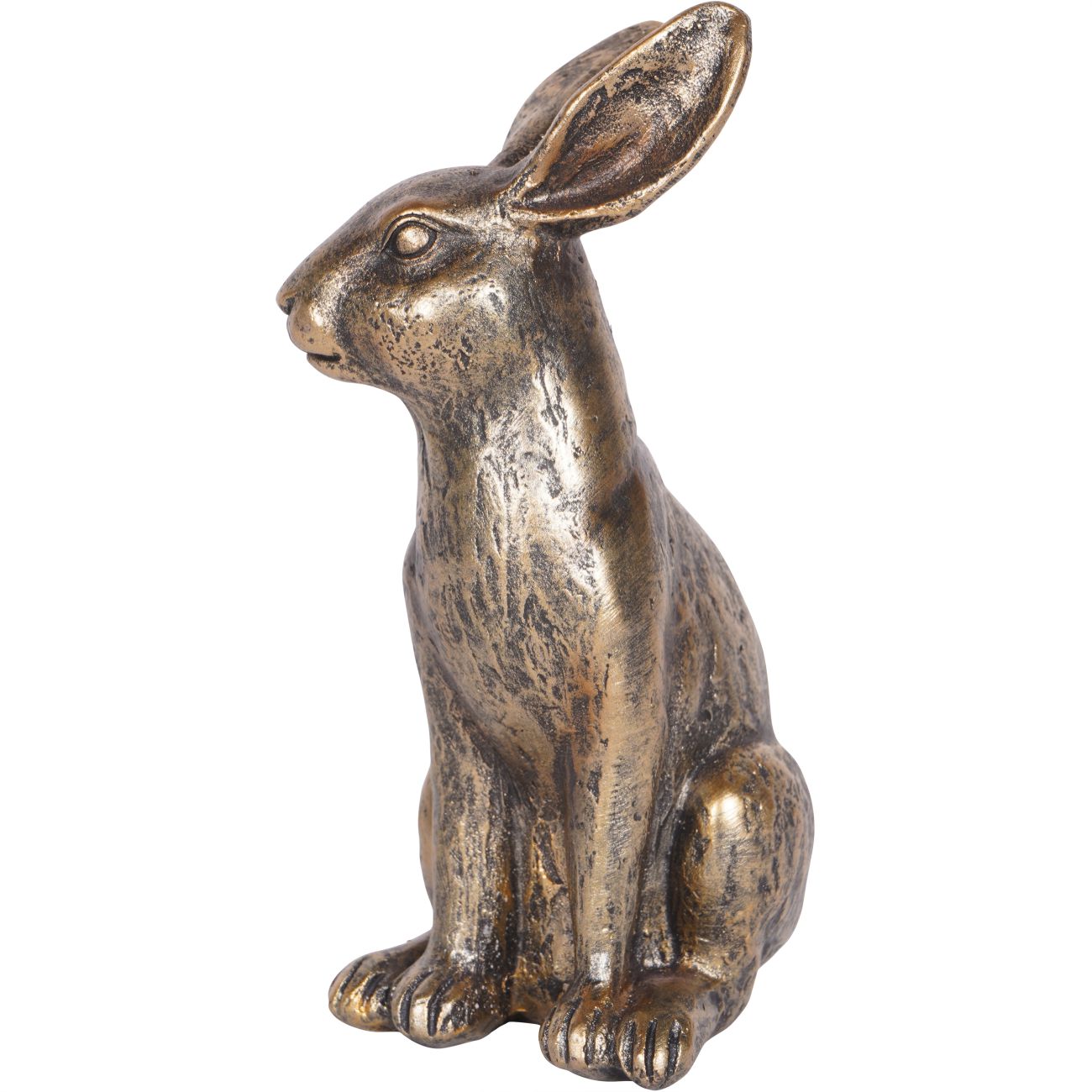 Antiqued Sitting Hare Sculpture - Large/Small