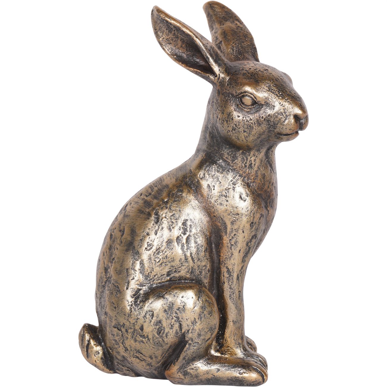 Antiqued Sitting Hare Sculpture - Large/Small