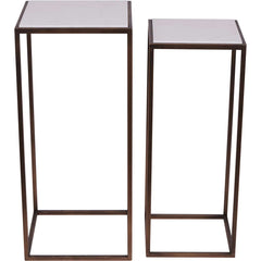 Hylas Antique Copper Frame Ceramic Set of Two Side Tables