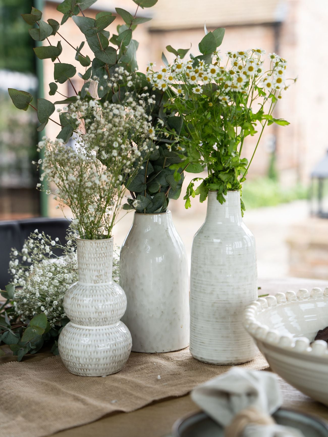 Laura Ashley White Lowick Stoneware Vase - Large/Medium/Small