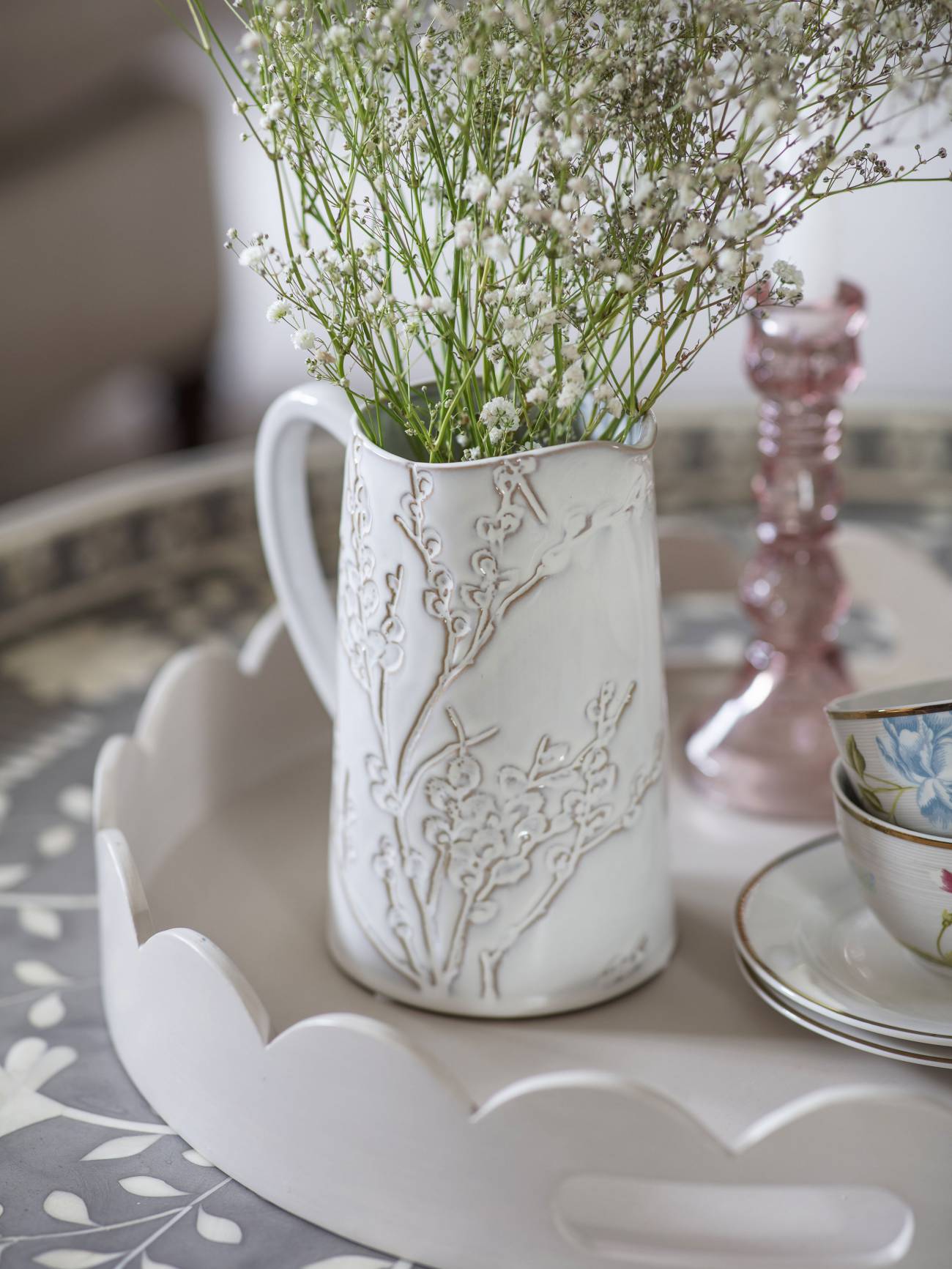 Laura Ashley White Pussywillow Stoneware Jug Large