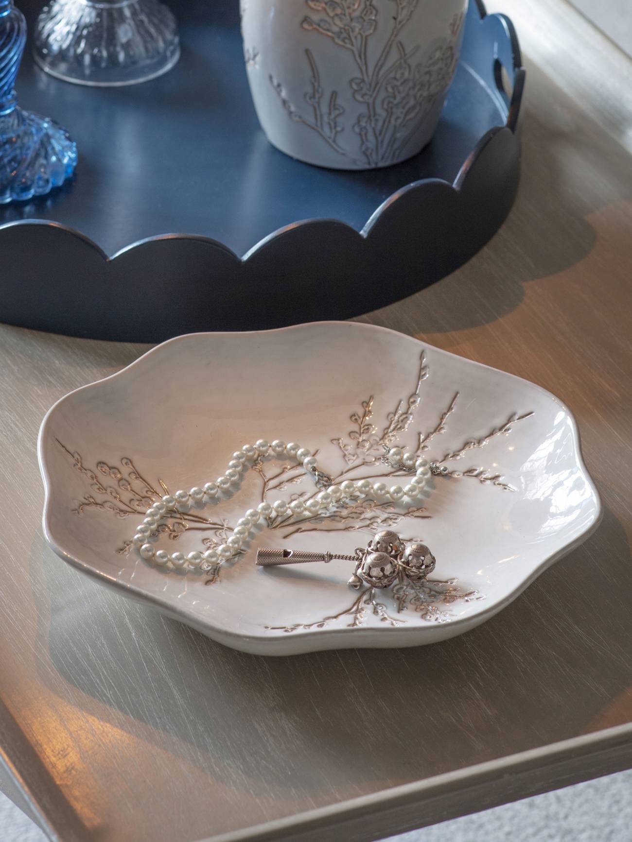 White Pussywillow Stoneware Bowl