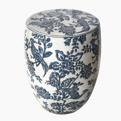 Laura Ashley Blue and White Adain Palace Drum Stool