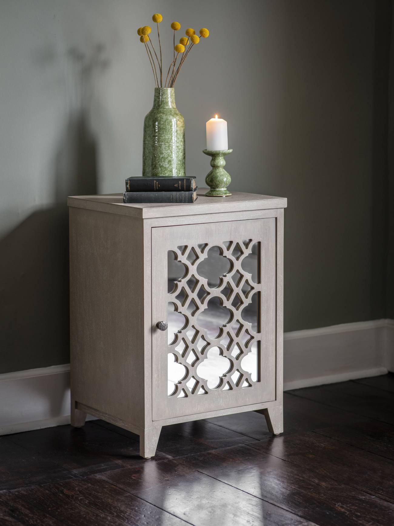 Grey Greystead Wooden Mirrored One Door Chest