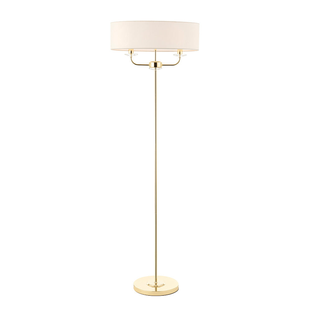 Charlene 2lt Floor Lamp - Nickel/Brass Finish E14