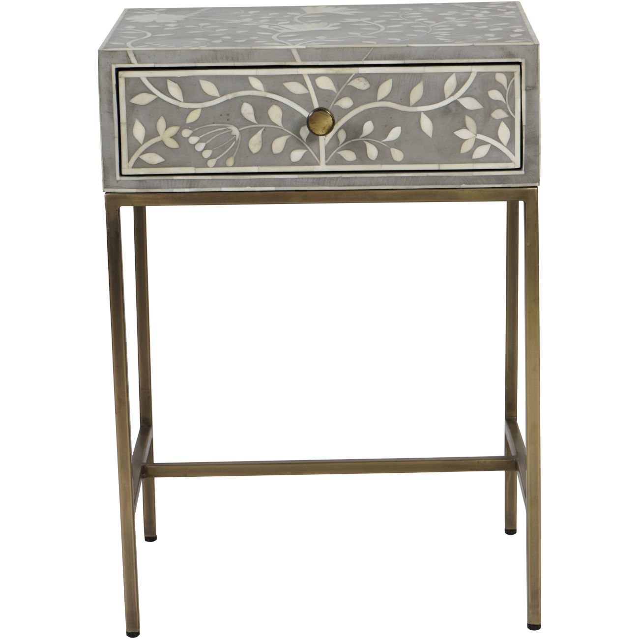 Laura Ashley Grey Epsley Side Table With Drawer