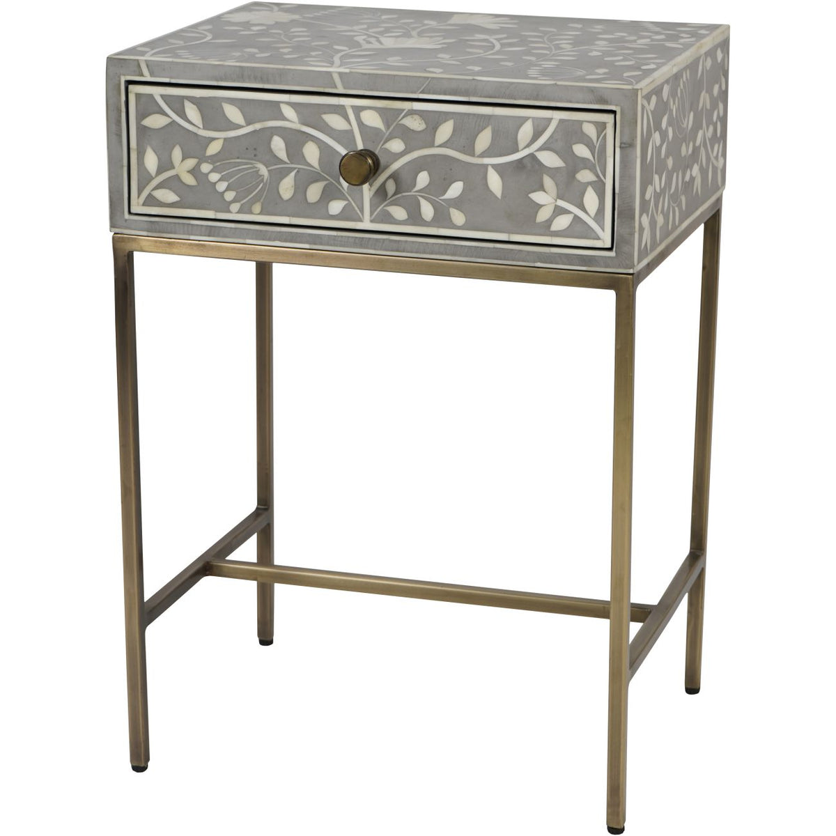 Laura Ashley Grey Epsley Side Table With Drawer