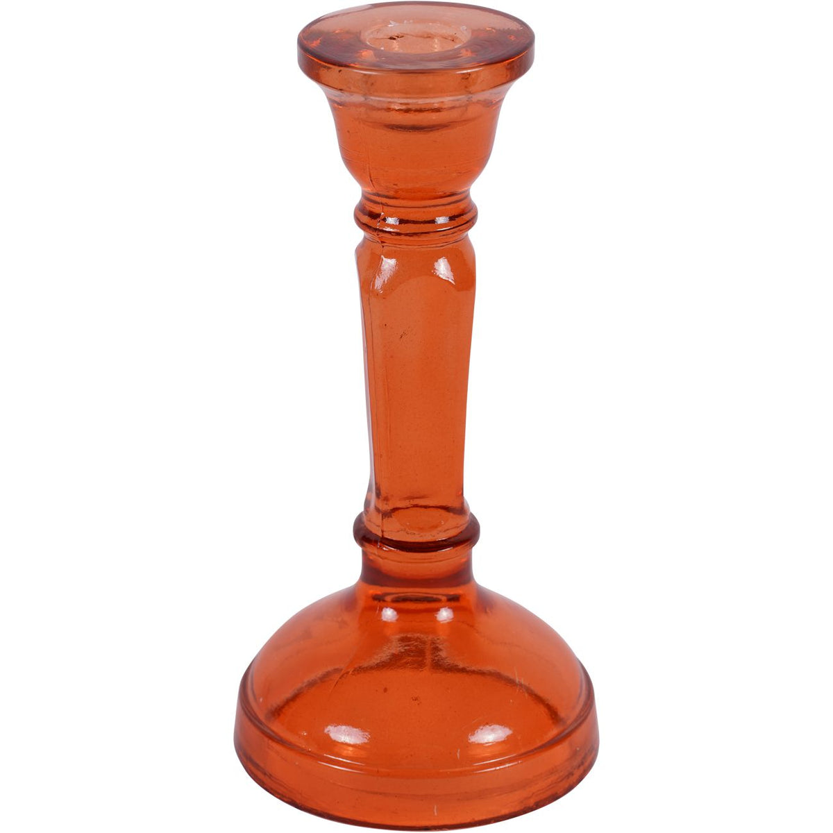 Laura Ashley Glass Candlestick - Orange/Pink