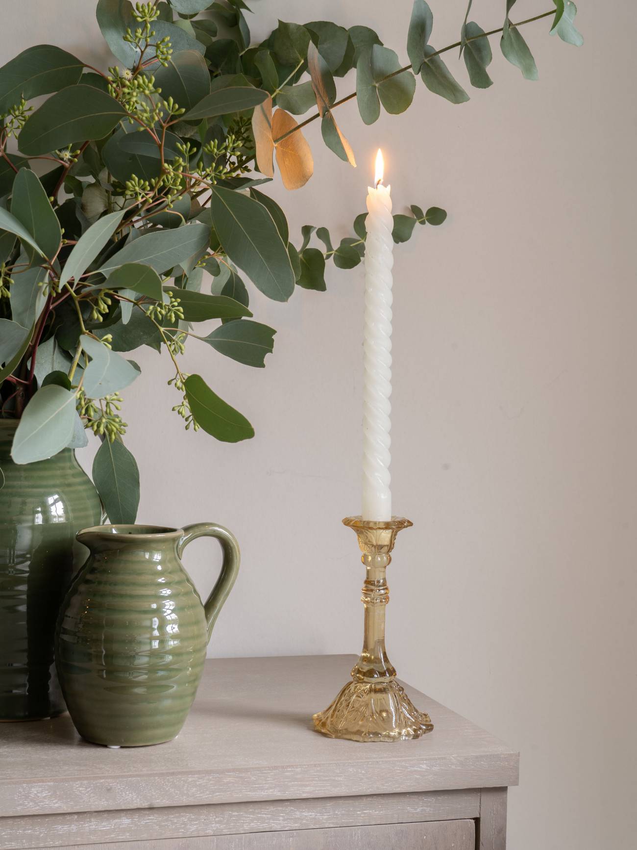 Yellow Glass Candlestick