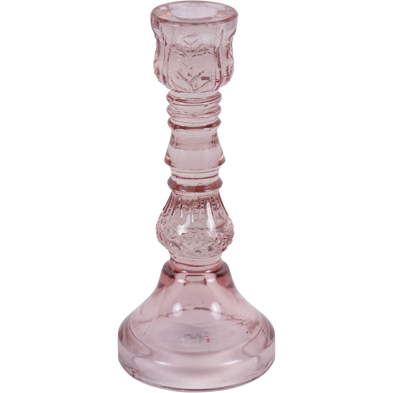 Glass Candlestick - Orange/Pink