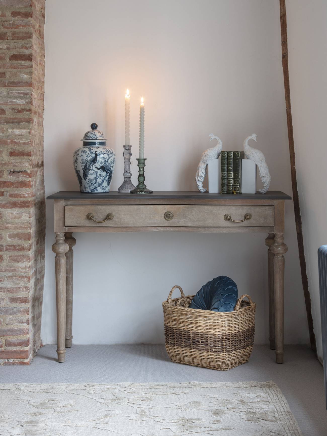 Light Grey Glass Candlestick