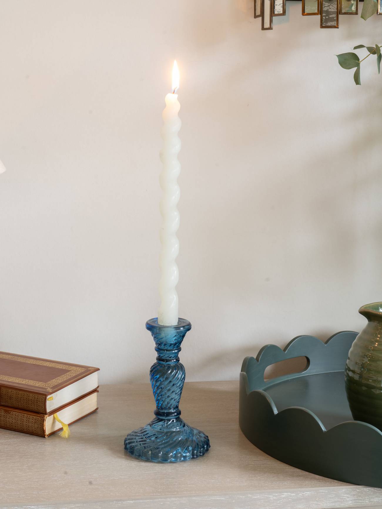 Blue Glass Candlestick