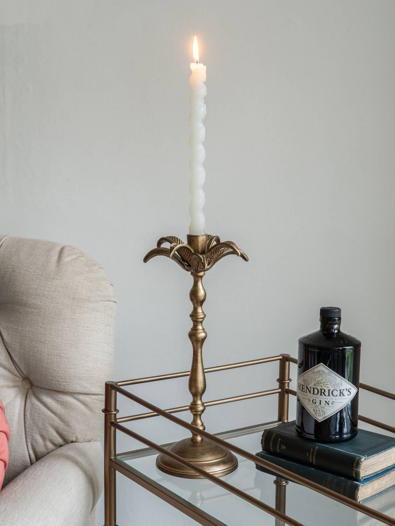 Antique Brass Palm Tree Candlestick - Large/Small