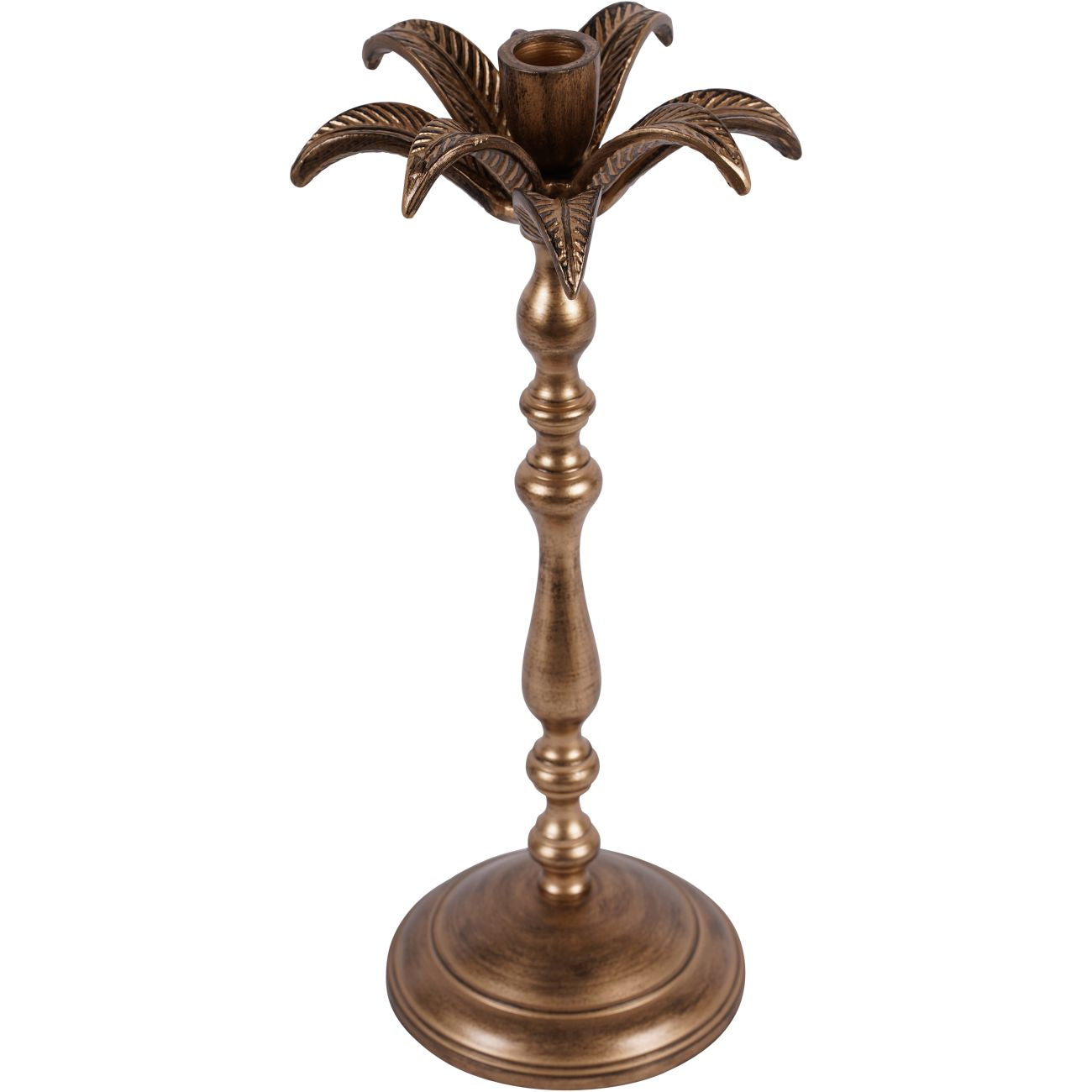 Antique Brass Palm Tree Candlestick - Large/Small