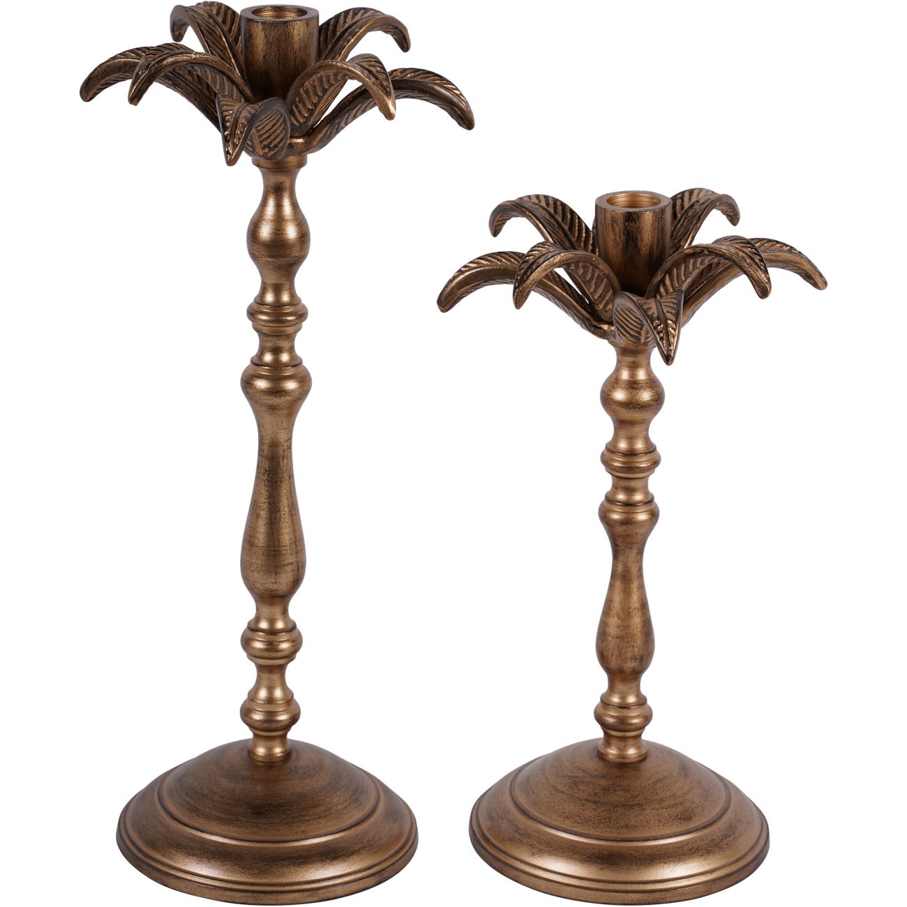 Antique Brass Palm Tree Candlestick - Large/Small